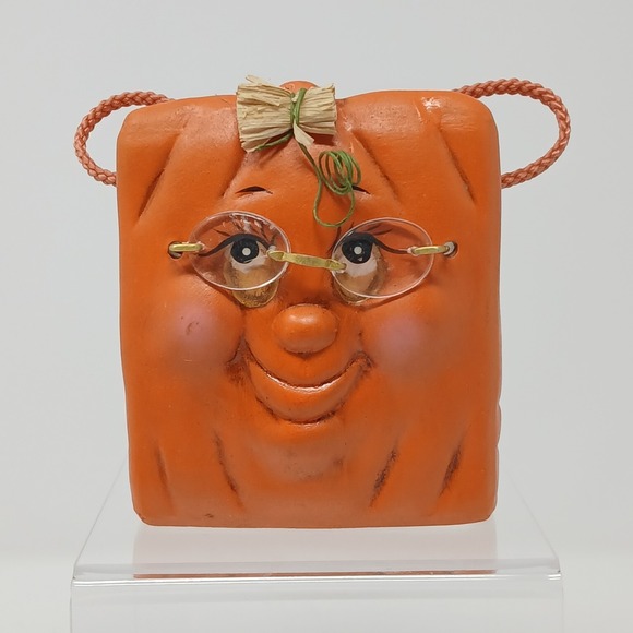 Other - Halloween Anntophormic Pumpkin Face W/ Glasses Candy Dish Planter Hand Painted